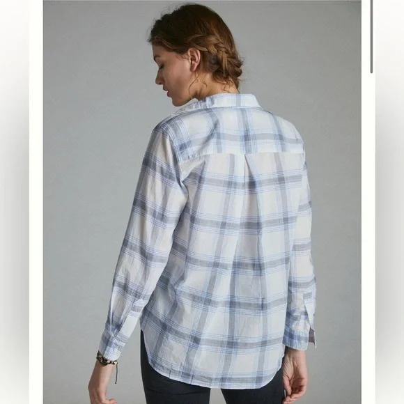 Anthropologie Grayson Blue Plaid Button Down Shirt - Picture 3 of 13